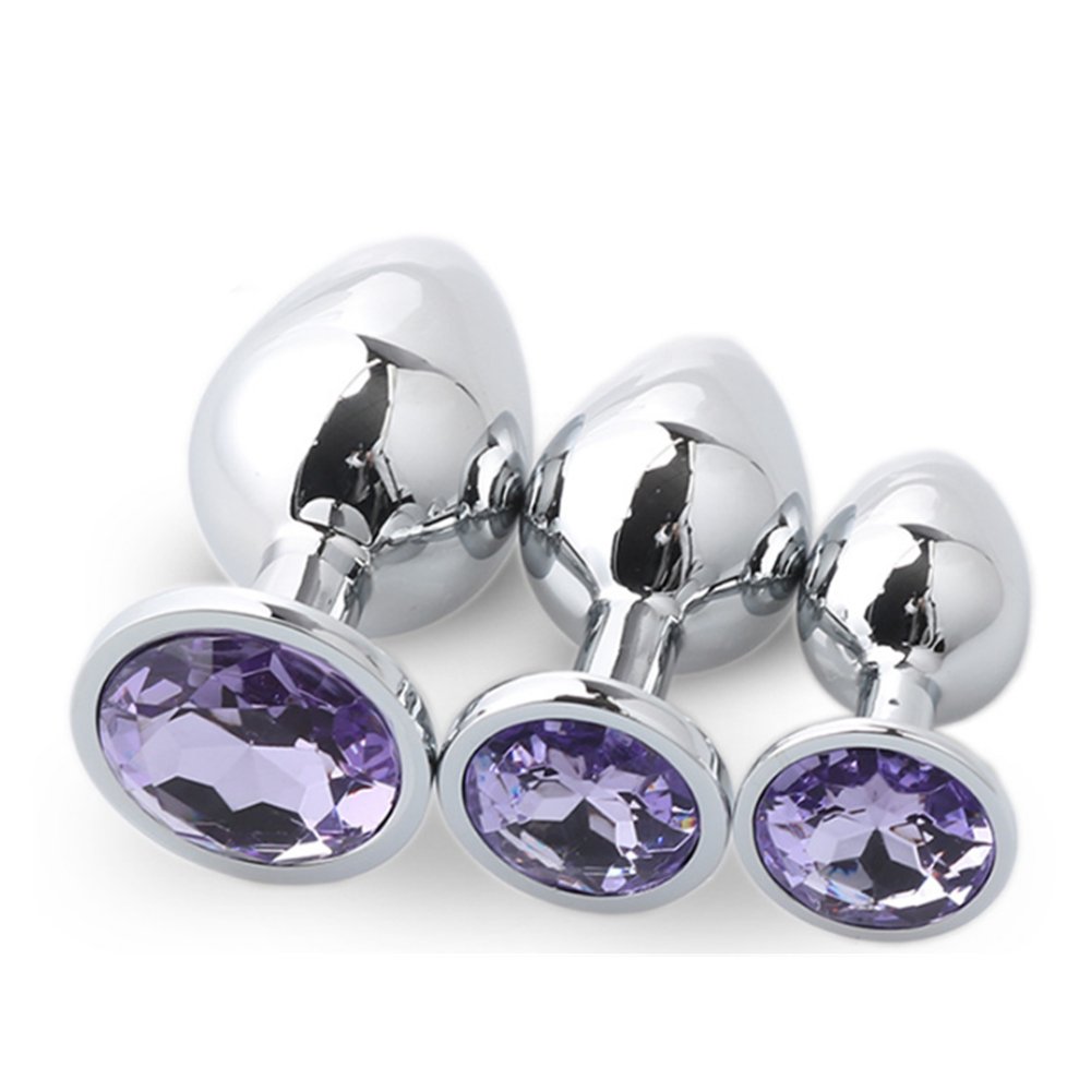 Adult BDSM Stainless Metal Jewel Anal Dilator Women Fitness Crystal Jewelry Butt Set Anal Plug