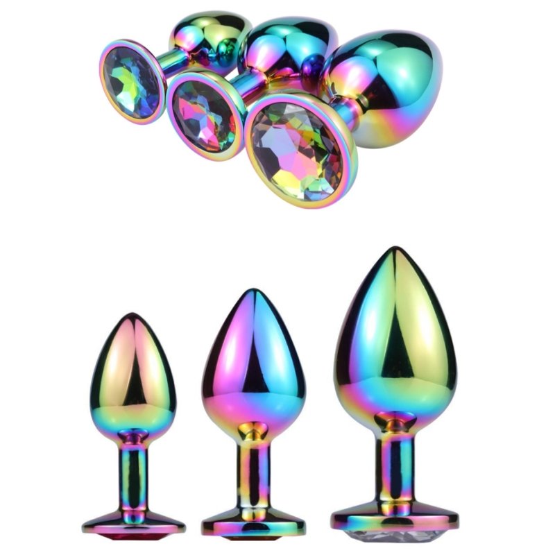 Adult BDSM Stainless Metal Jewel Anal Dilator Women Fitness Crystal Jewelry Butt Set Anal Plug