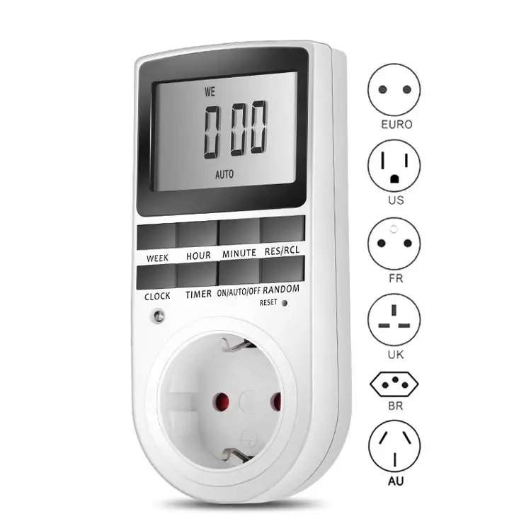 Electrical Outlet Timer Plug with Countdown Delay ON/Off Switch 24 Hour Programmable wall plug for Appliance