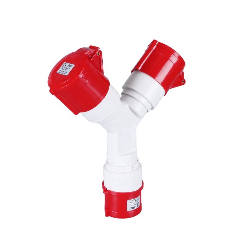 ZNG-1025 2 Way 32A 5 Pin Industrial Multi Plug Socket 400V Three Outlets Industrial Plug With Socket