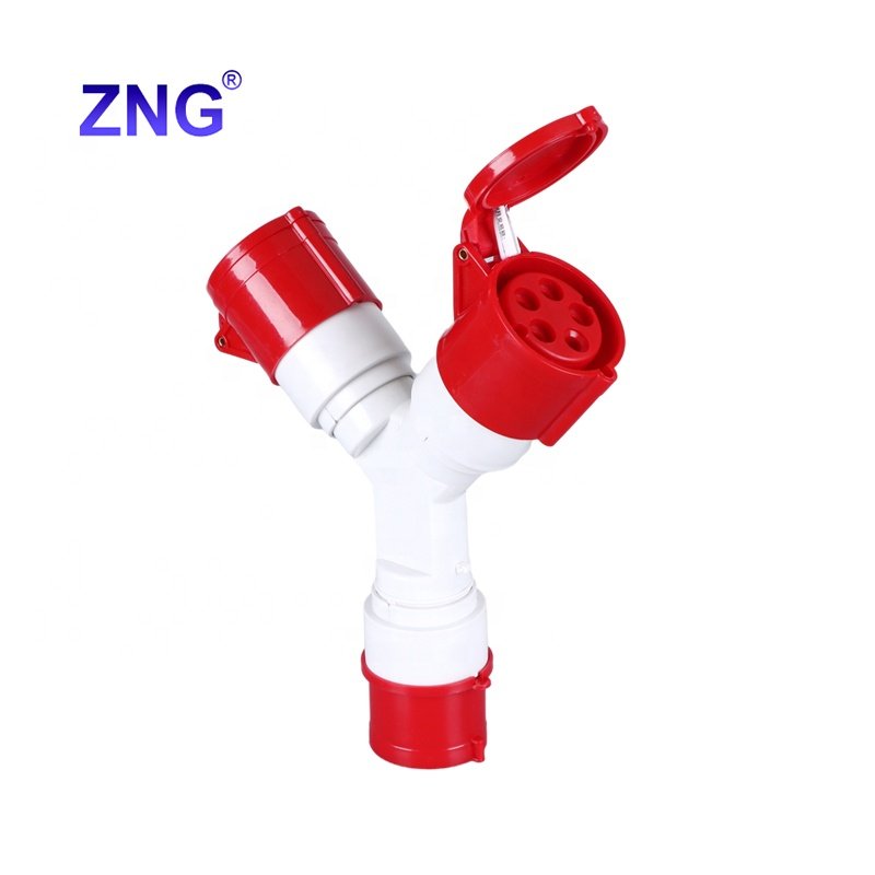 ZNG-1025 2 Way 32A 5 Pin Industrial Multi Plug Socket 400V Three Outlets Industrial Plug With Socket