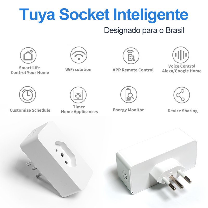 Factory Direct Tuya Smart Life APP Controlled Home Use Intelligent Socket Brazil Standard Smart Plug with WiFi Connectivity