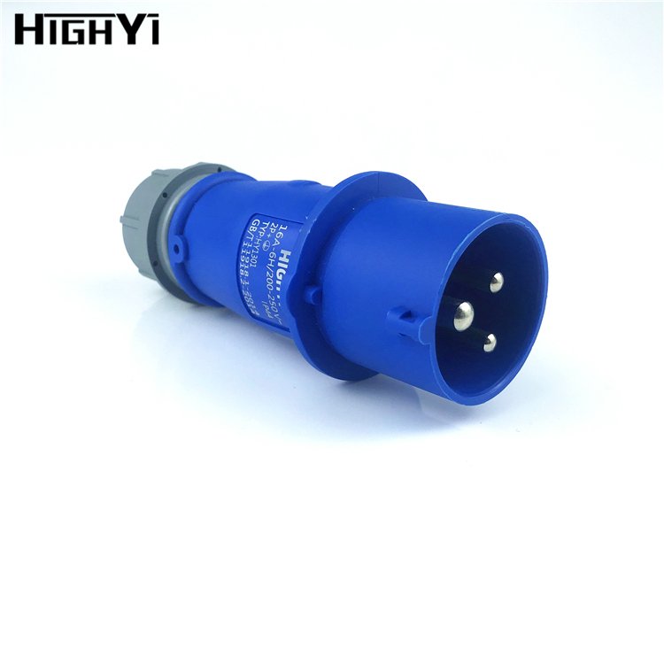 Hot sale HY1301 IP44 three poles 2 Phase Earth 230V 16 Ampere industrial electrical plug and socket with safe contact