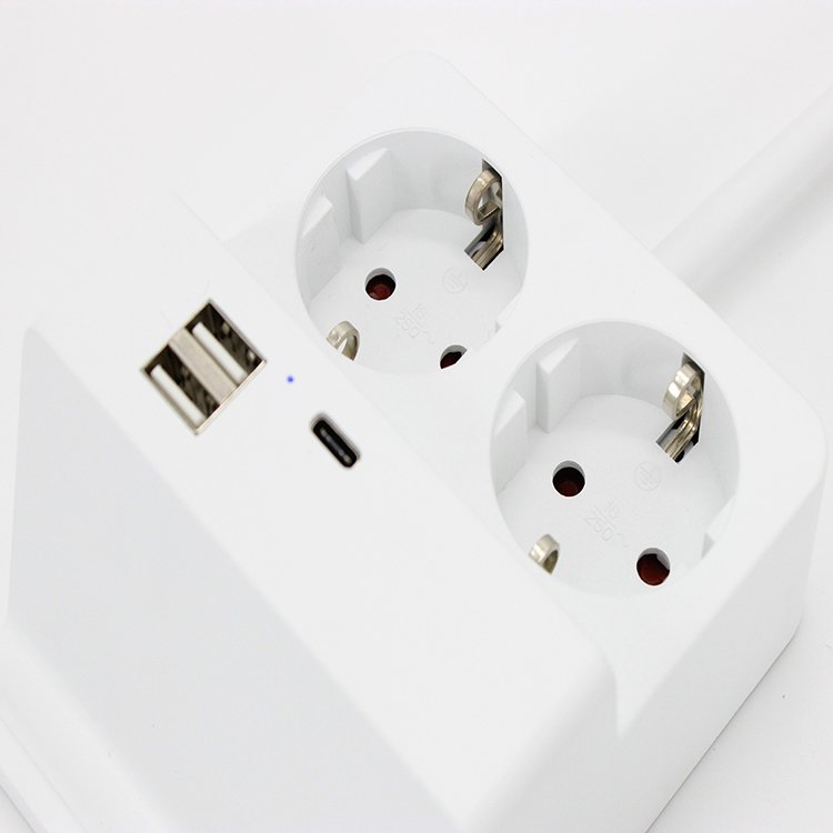 Desktop Phone Holder Universal Travel Dual USB Charger Extension Plug Socket With Cable