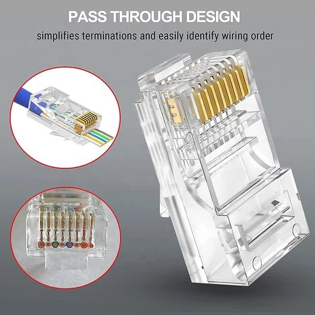 Factory supply UTP single perforate Cat6 RJ45 connector Modular Plug connecter 8p8c connector plug
