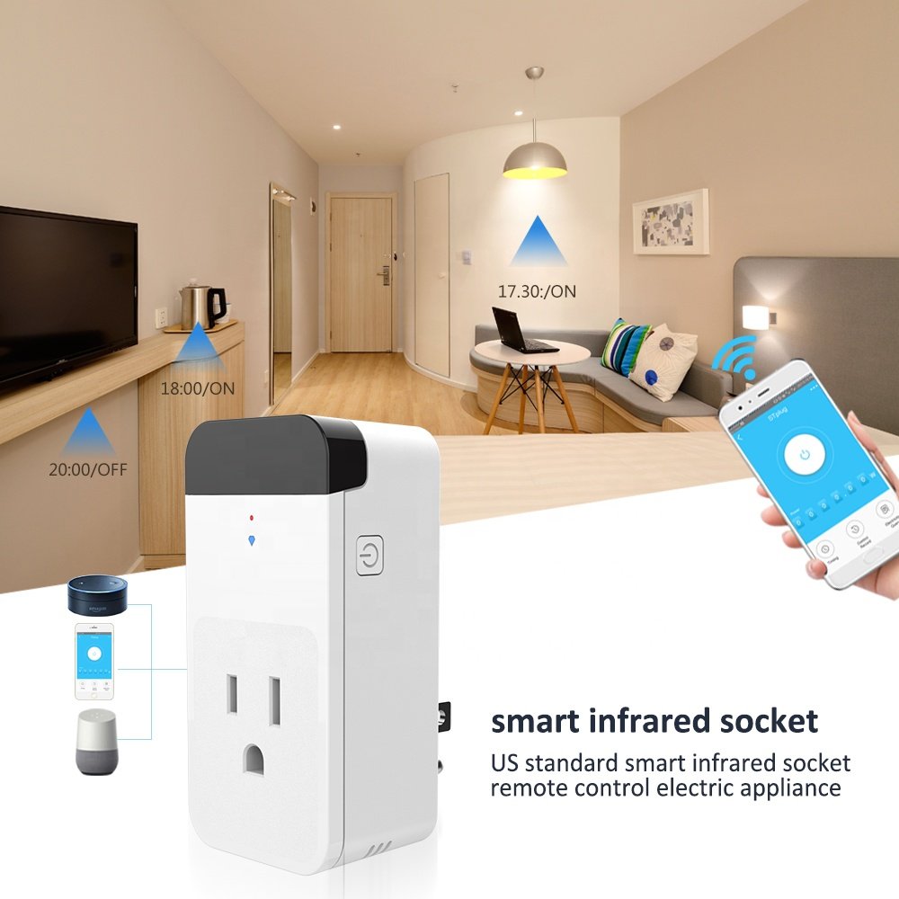 Home Flame Retardant intelligent Wireless Wifi US UK EU Multi Electrical Power socket Smart plug Enclosure With Alexa And Google