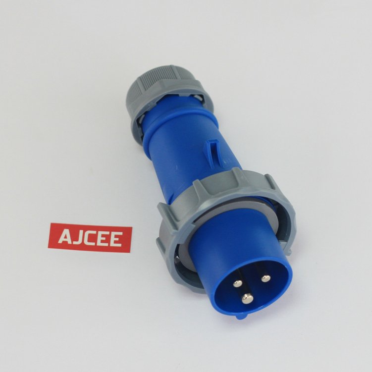 AJCEE NEW TYPE IEC60309 ip67 220v 3pin 2P+E 16a single phase waterproof industrial plug with CE