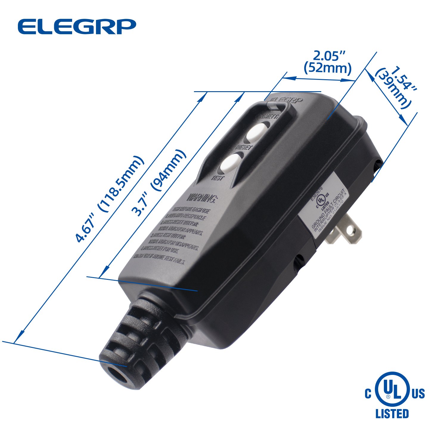 Portable Auto Reset 2 Pin Self-Test Waterproof Heavy Duty Outdoor 120V UL &cUL Electrical 15 Amp gfci plugs