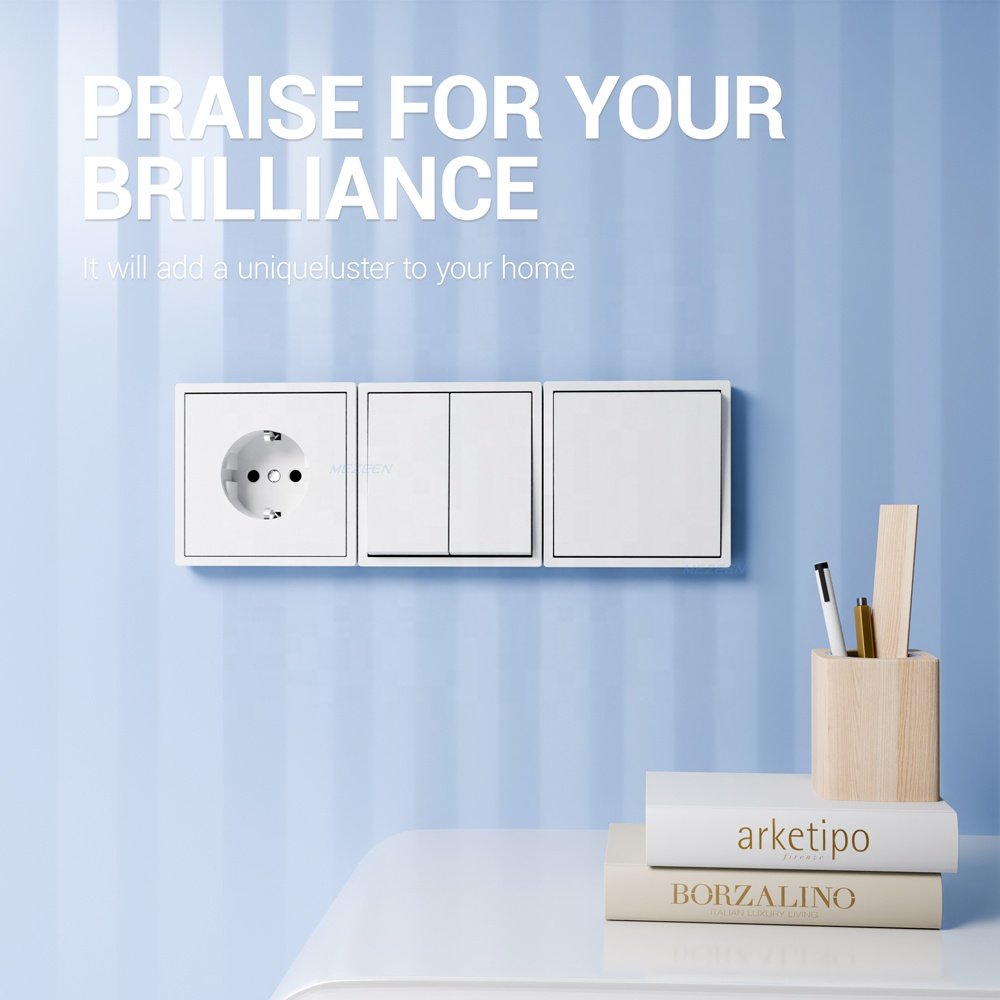 80*80 pc frame EU Sockets and Switches 220V DIY Electrical Wall Plugs Button Light Switch Power Outlet Built-in Socket