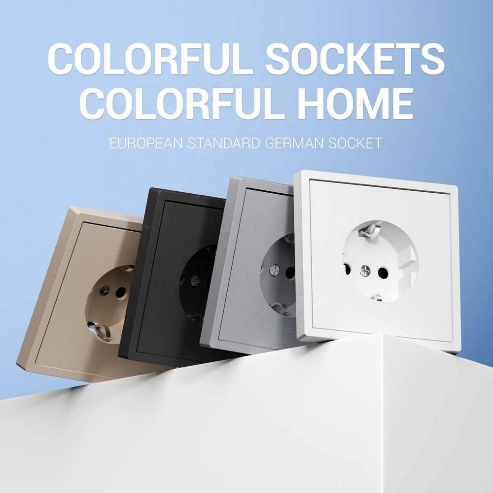 80*80 pc frame EU Sockets and Switches 220V DIY Electrical Wall Plugs Button Light Switch Power Outlet Built-in Socket