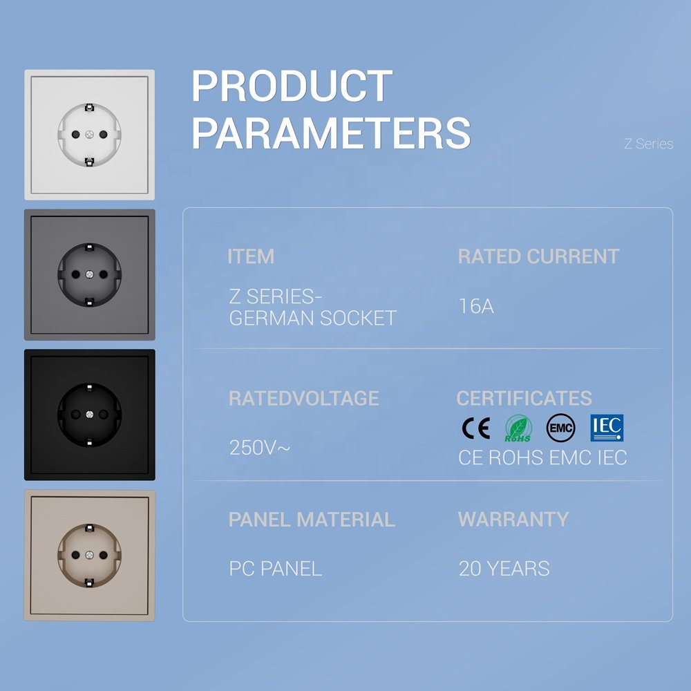 80*80 pc frame EU Sockets and Switches 220V DIY Electrical Wall Plugs Button Light Switch Power Outlet Built-in Socket