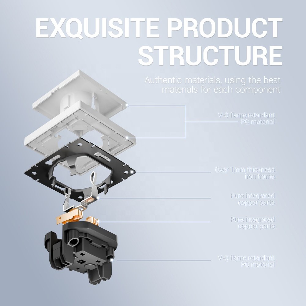 80*80 pc frame EU Sockets and Switches 220V DIY Electrical Wall Plugs Button Light Switch Power Outlet Built-in Socket