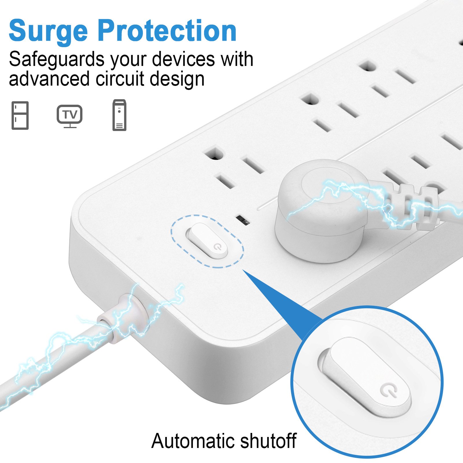 US Extension Power Strip Surge Protector Wall Mount 6 AC Outlets 4 USB Ports Power Cord Hotel Office Home Use Supports UK EU