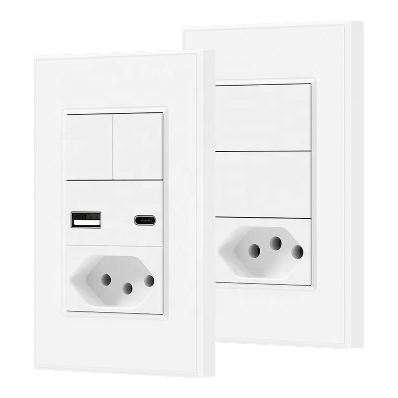 Brazil 2 gang WiFi Smart switch and socket Interruptor Tomada Inteligente Tuya Wifi Home Wall Plugs And Switch