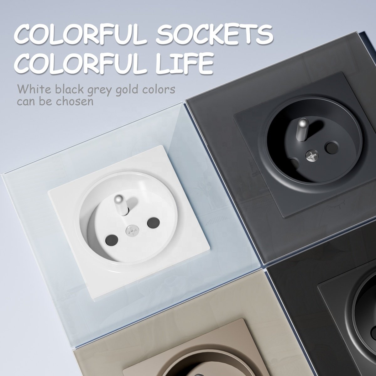 Factory Outlet High Standard Electrical Plugs And Sockets Electric Power Socket With Colorful Glass Panel