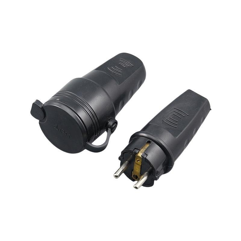 Low price IP44 German PVC explosion-proof waterproof male and female power plug Europe outdoor rain plug outdoor fall