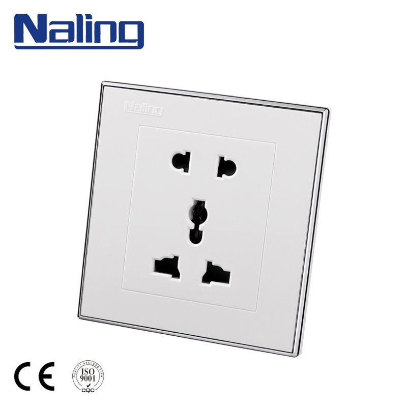 Naling Brand UK Standard Sliver Contact One Gang Multi 3 Pin Plug Wall Socket