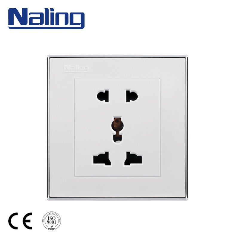 Naling Brand UK Standard Sliver Contact One Gang Multi 3 Pin Plug Wall Socket