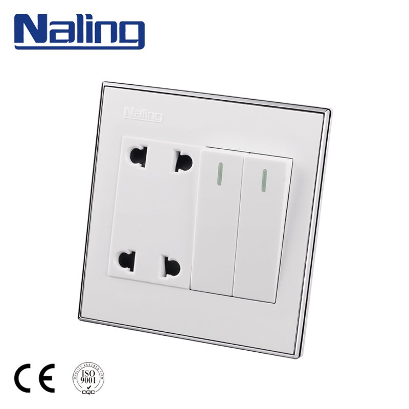 Naling Brand UK Standard Sliver Contact One Gang Multi 3 Pin Plug Wall Socket