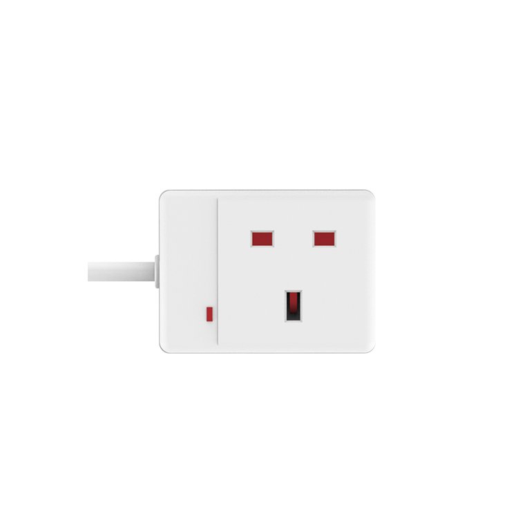 World Techno 4 Gang Way Extension Lead UK Pin Plug and Cable - Multi Socket Mains Strip (White 3 Metre Cable)