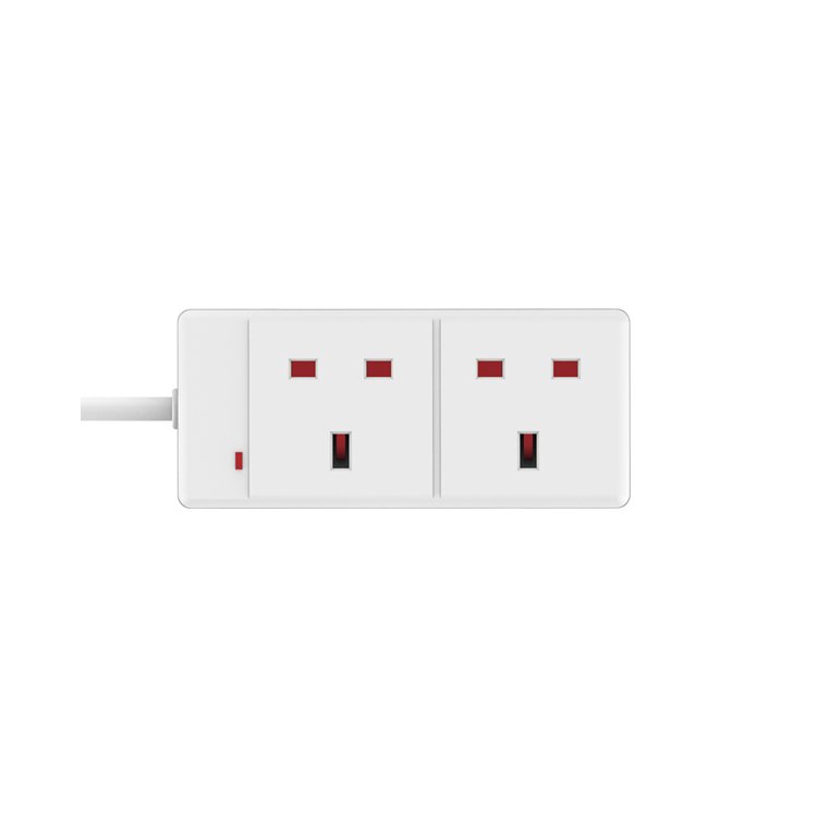 World Techno 4 Gang Way Extension Lead UK Pin Plug and Cable - Multi Socket Mains Strip (White 3 Metre Cable)