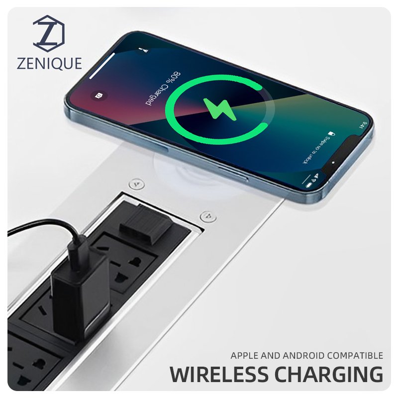 Motorized Rotating Multimedia Tabletop Desktop Power Socket Hidden Plug Recessed Table Power Outlet For Furniture Tables