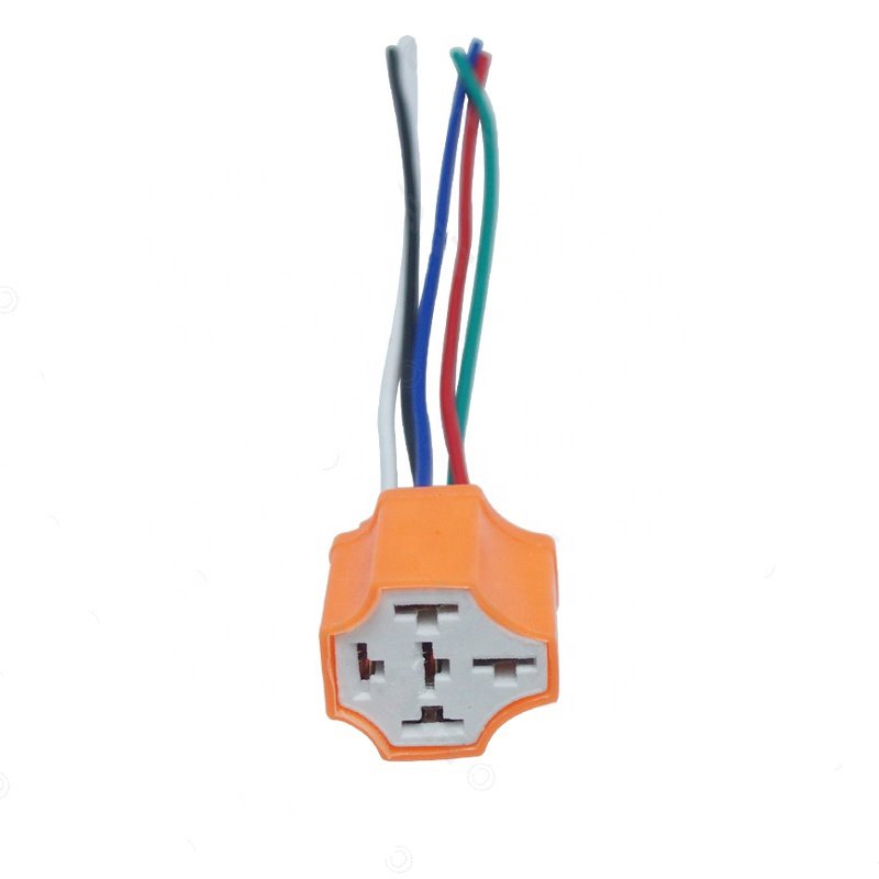Car copper bold 5 plug 5-pin 5.6inch Line length terminal relay base socket plug Bakelite relay base seat 12v 5pin 40a Car Relay