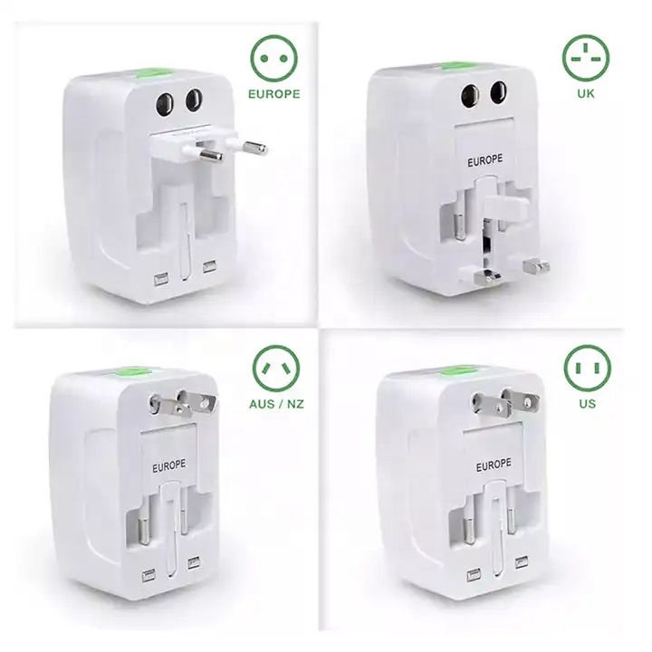 EU/AU/UK/US portable charger travel adaptor With Dual USB Charger All in One Multi conversion Power Plug travel adapter