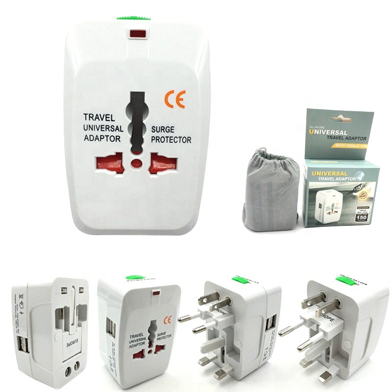 EU/AU/UK/US portable charger travel adaptor With Dual USB Charger All in One Multi conversion Power Plug travel adapter