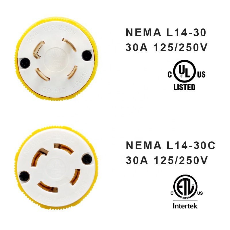 Heavy Duty 30Amp 125/250V L14-30P L14-30R USA standard 3 Pole 4 Wire Grounding Industrial Grade Power Plug NEMA Locking Connect