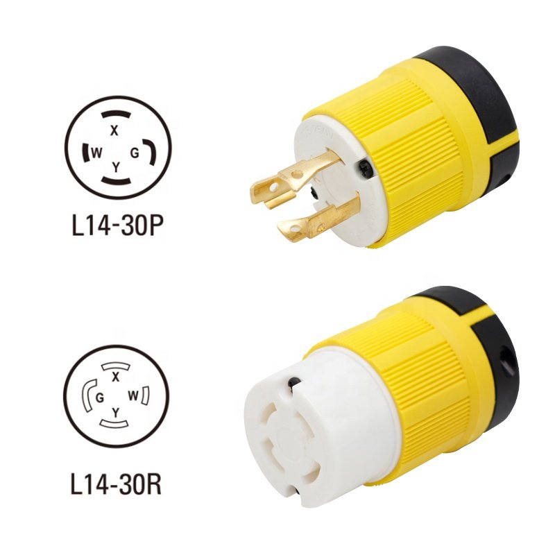 Heavy Duty 30Amp 125/250V L14-30P L14-30R USA standard 3 Pole 4 Wire Grounding Industrial Grade Power Plug NEMA Locking Connect