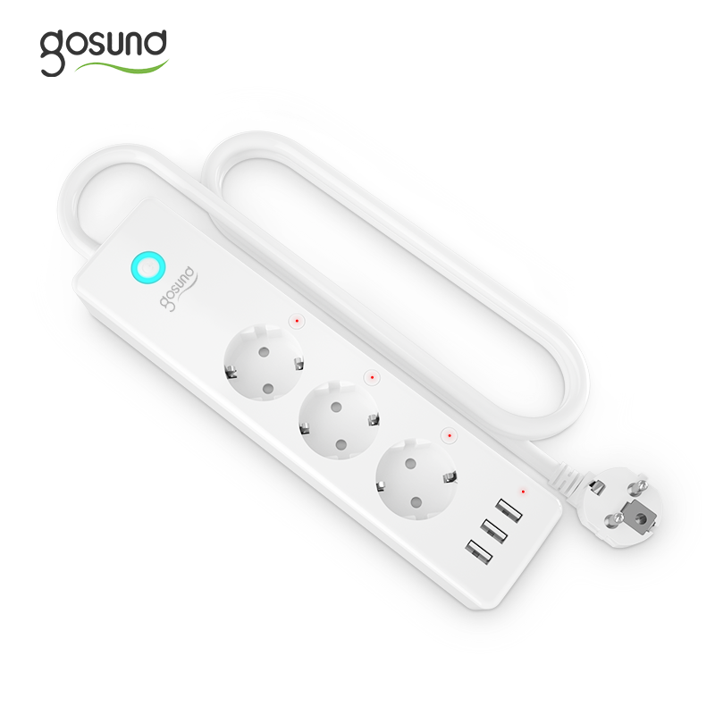 EU Power Strip With USB Extension Socket Smart Plug Power Strip 3 USB LED Light Tower Power Strip EU Plug