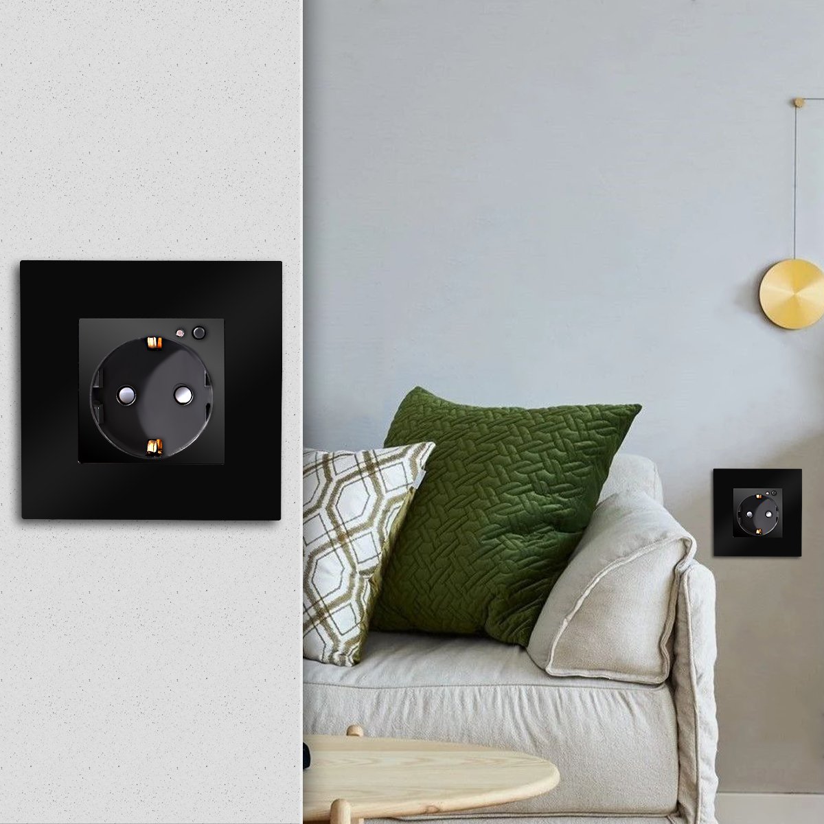 Bingoelec EU/UK Standard Single Electrical Glass Panel Home Plugs Power Schuko Sockets Wall Power Charging Socket Sets