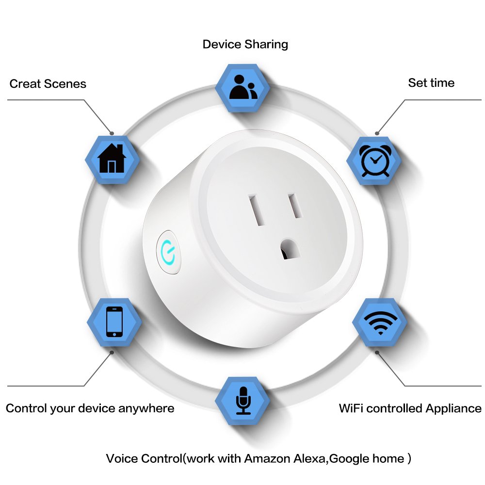 Glomarket Mini Wifi Smart Plug Socket Tuya App Control Voice Control Compatible With Alexa Google Home