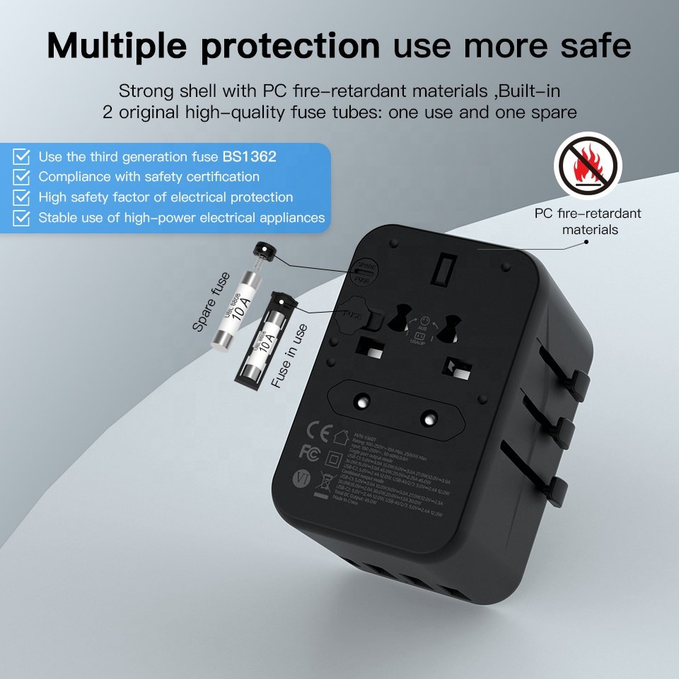 Worldplug PD 45W Fast Charger Travel Adaptor Universal Multiple Plug USB Travel Plug Adapter