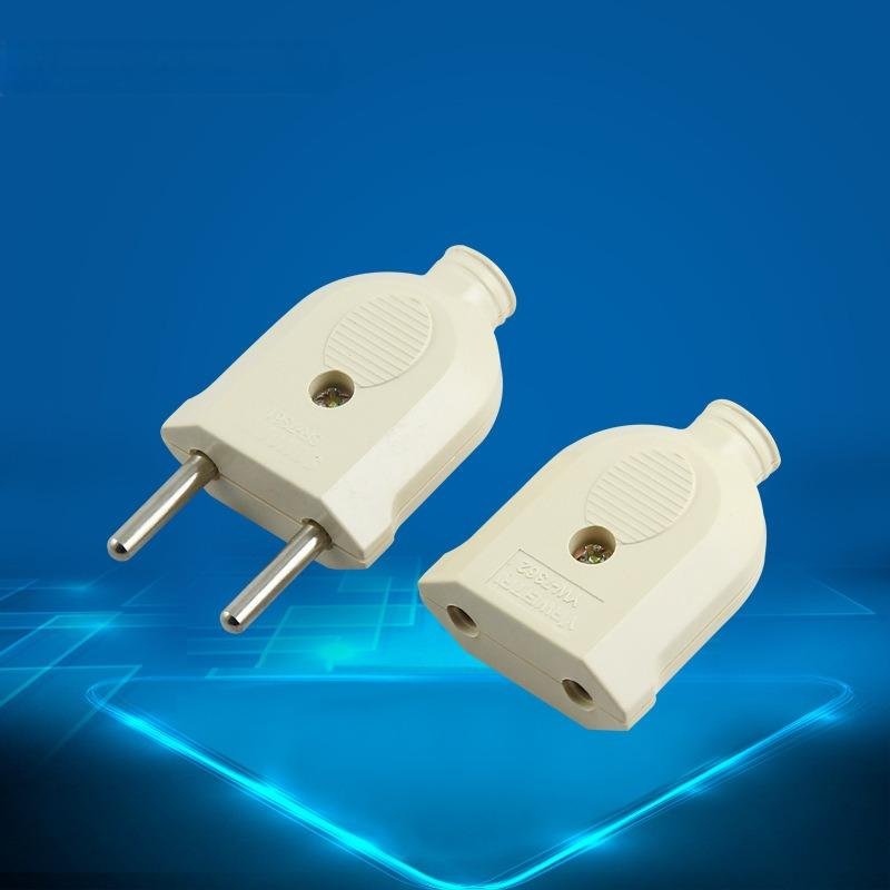 European Plug Power Cord Connector Euro Round Male Female Wiring Plug Extension Cord Cable Connector Rewireable Socket