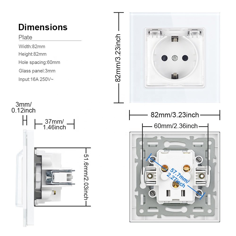 Eu c type wall plugs home bathroom waterproof aluminium alloy metal brushed schuko socket eu