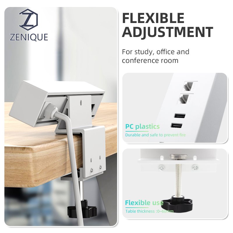 New Design UK 3 Ways Electrical Plugs Socket With USB Desk Clamp Mounted Removable Power Outlet Extension Table Socket