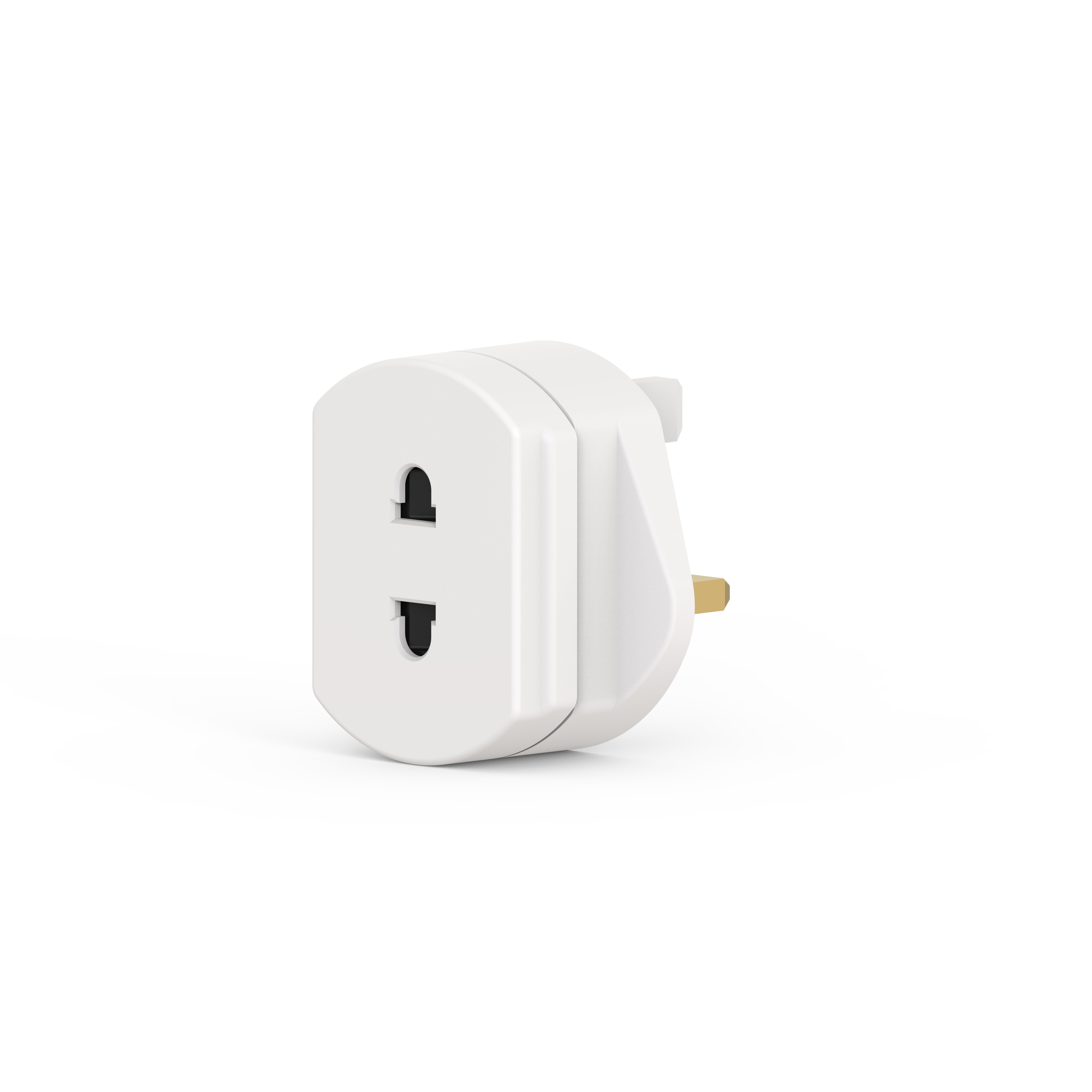 World Techno Toothbrush Adaptor Plug UK - 2 Pin to 3 Pin Electric Converter - 1A Electric Shaver Plug Adaptor (White)