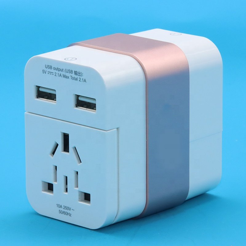 US EU AU UK To Universial World Travel AC Power Adapter Plug convertor Socket with two USB