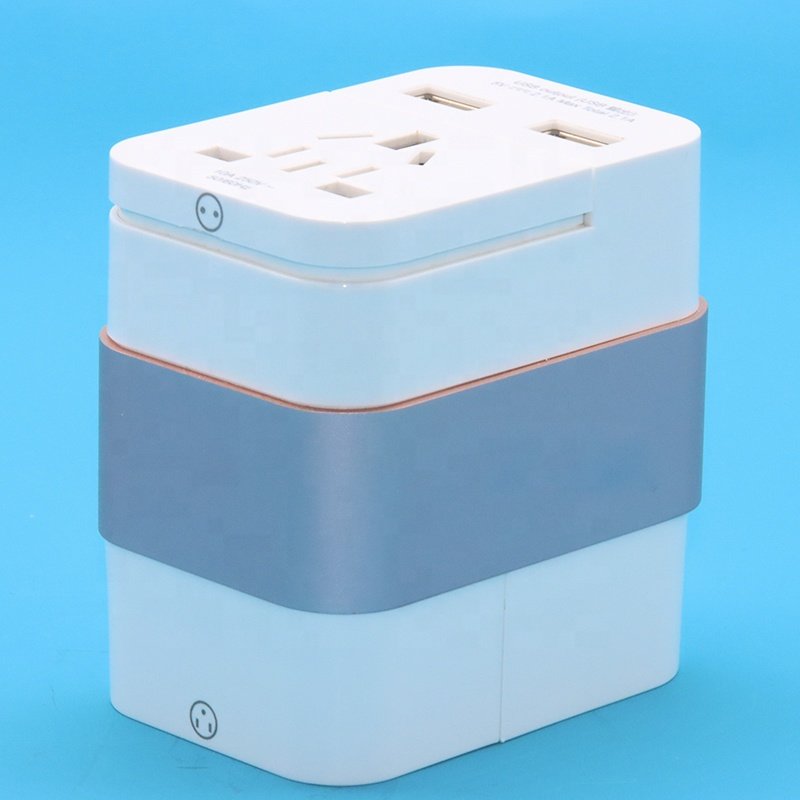 US EU AU UK To Universial World Travel AC Power Adapter Plug convertor Socket with two USB