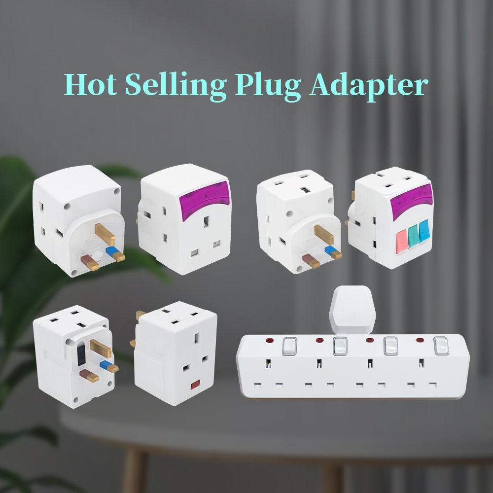 7507 2 Pin 2 Way Two Prong Plug Adapter with eu plug