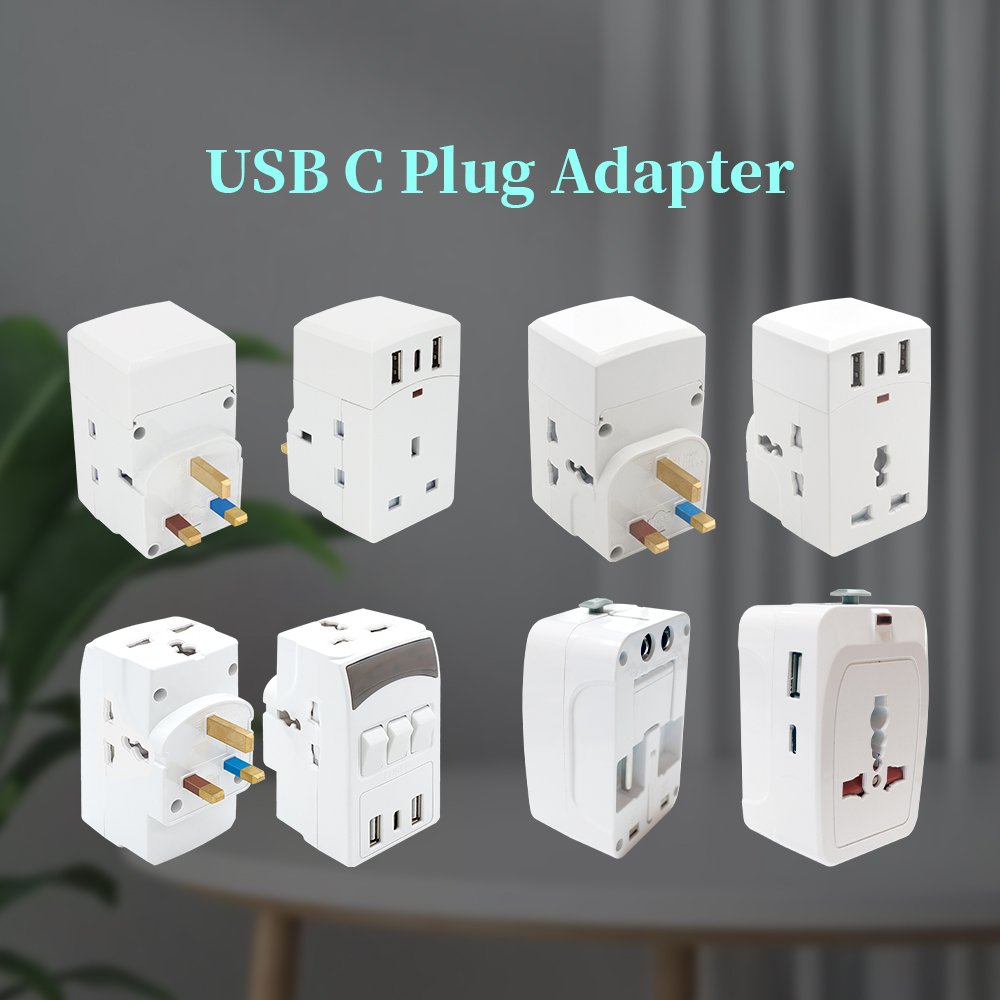 7507 2 Pin 2 Way Two Prong Plug Adapter with eu plug