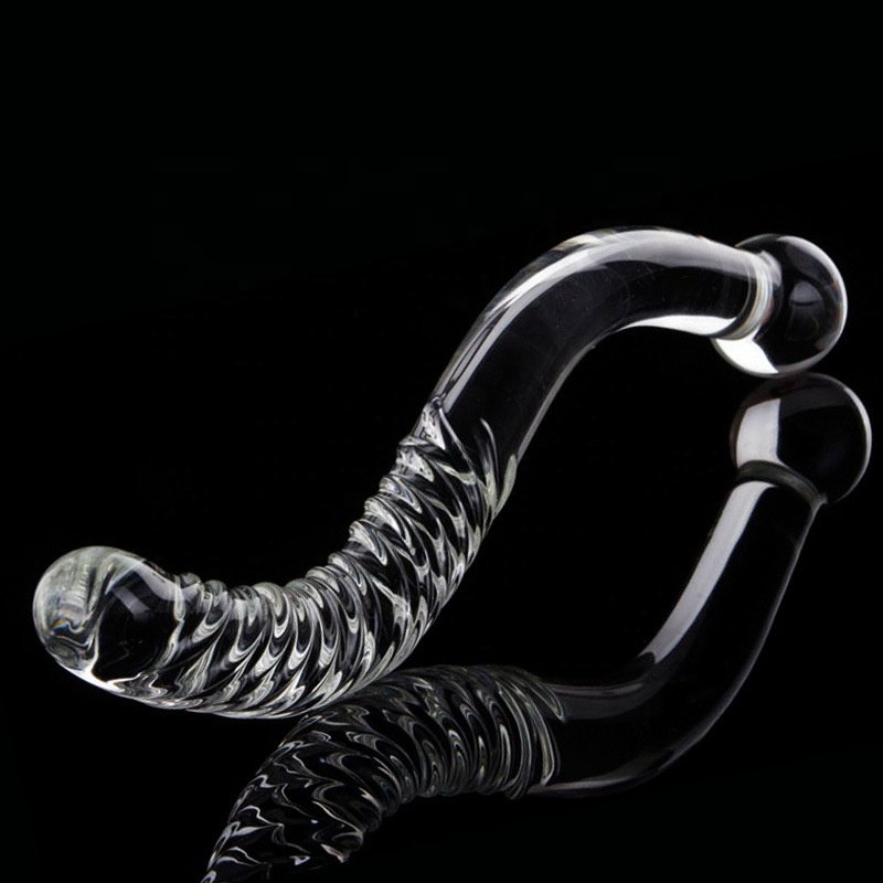 yoni glass borosilicate massage wands dildo crystal butt plug sex toys long s type curved custom glass dildos for women