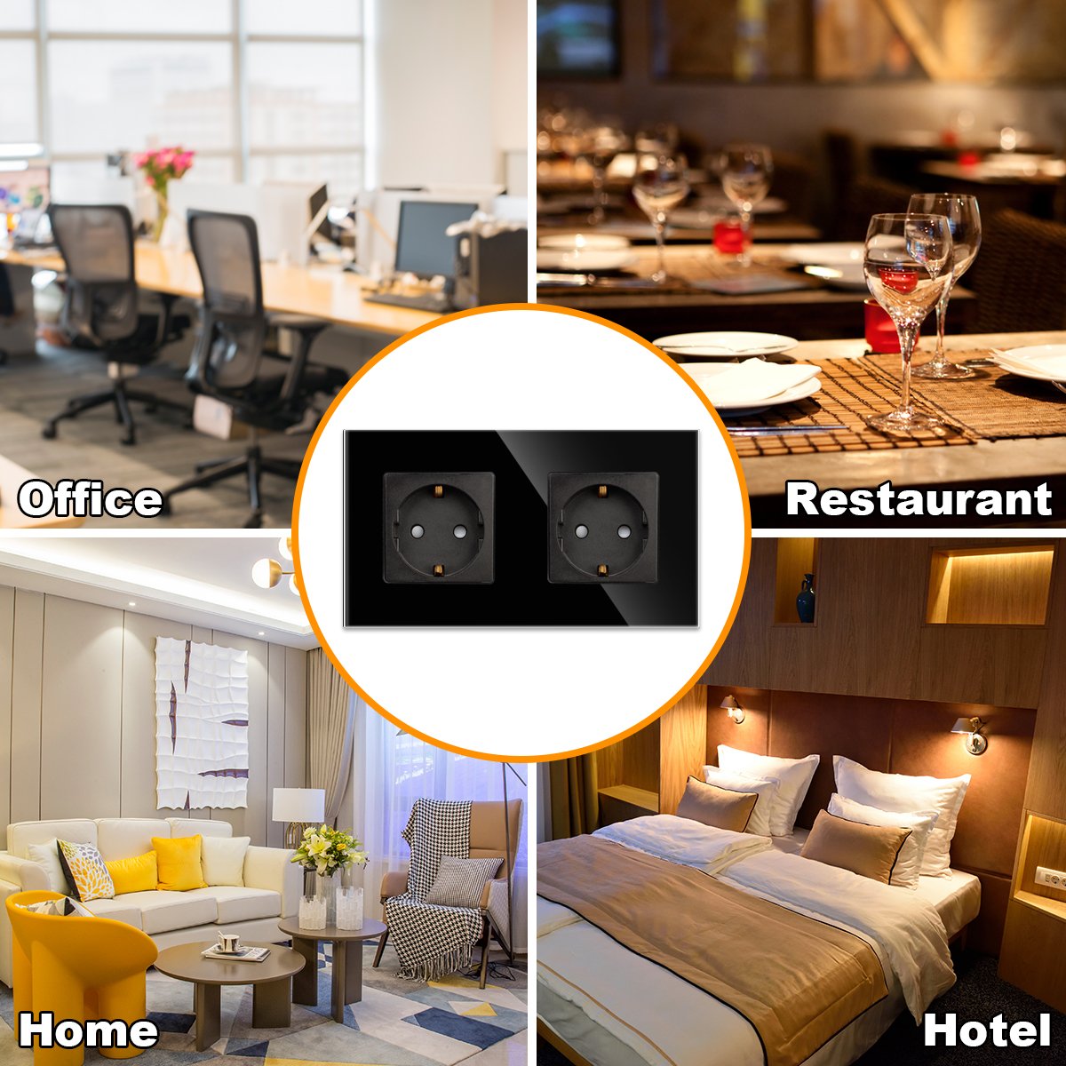 Bingoelec 2024 Hot Selling 16amper Double EU Wall Socket Single Electric Plug Schuko Socket with Home