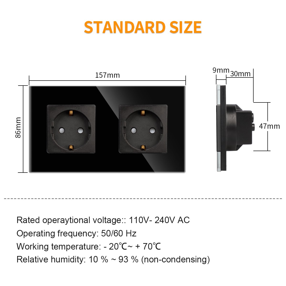 Bingoelec 2024 Hot Selling 16amper Double EU Wall Socket Single Electric Plug Schuko Socket with Home