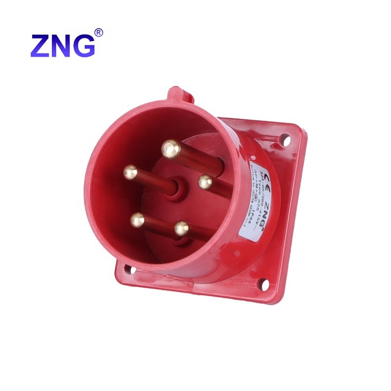 IP44 Electrical Plug Industrial 32A 5 Pin Panel Mount Appliance Inlet 400V 3 Phase Fixed Female Industrial Plug
