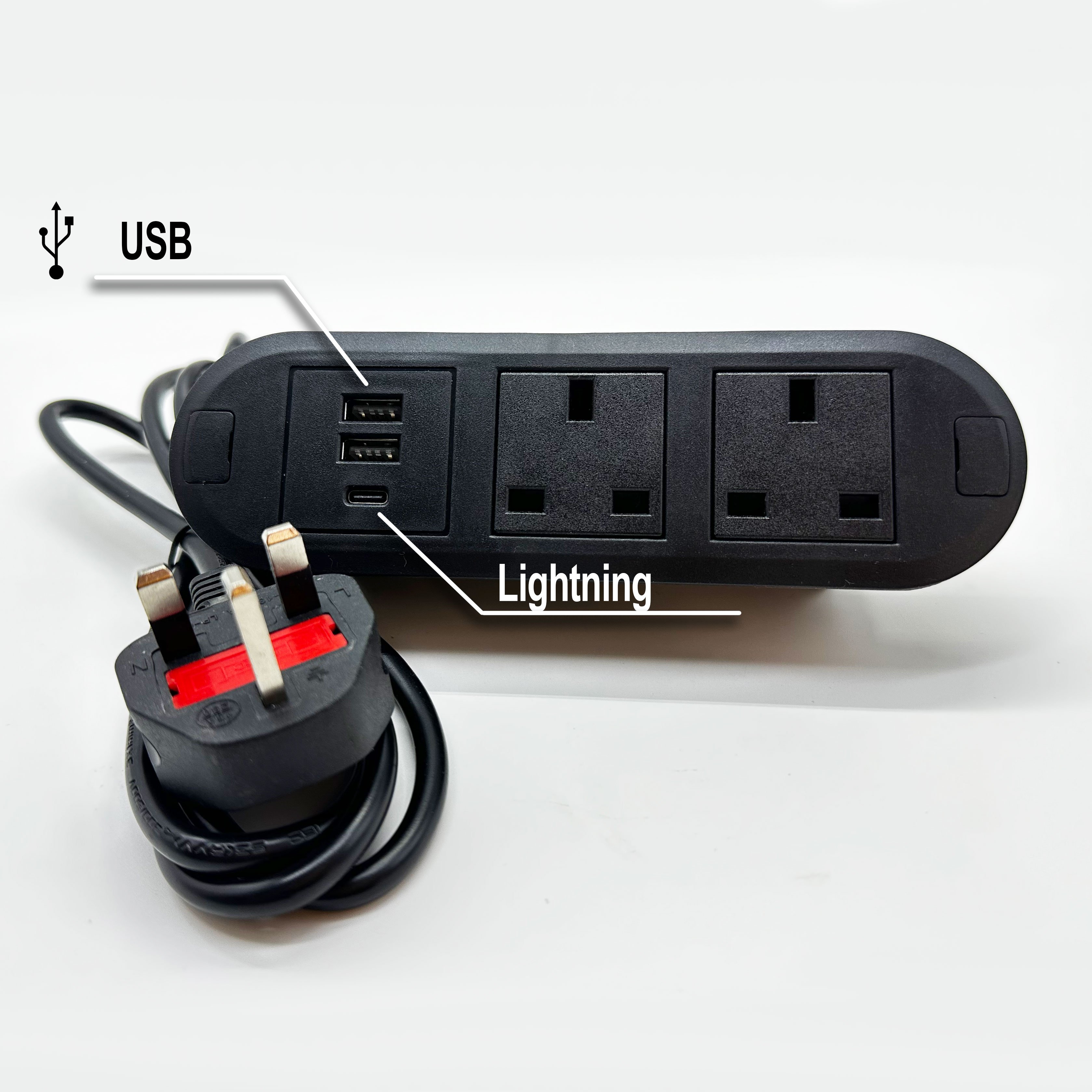 ES US Plug With USB Port Socket Strip