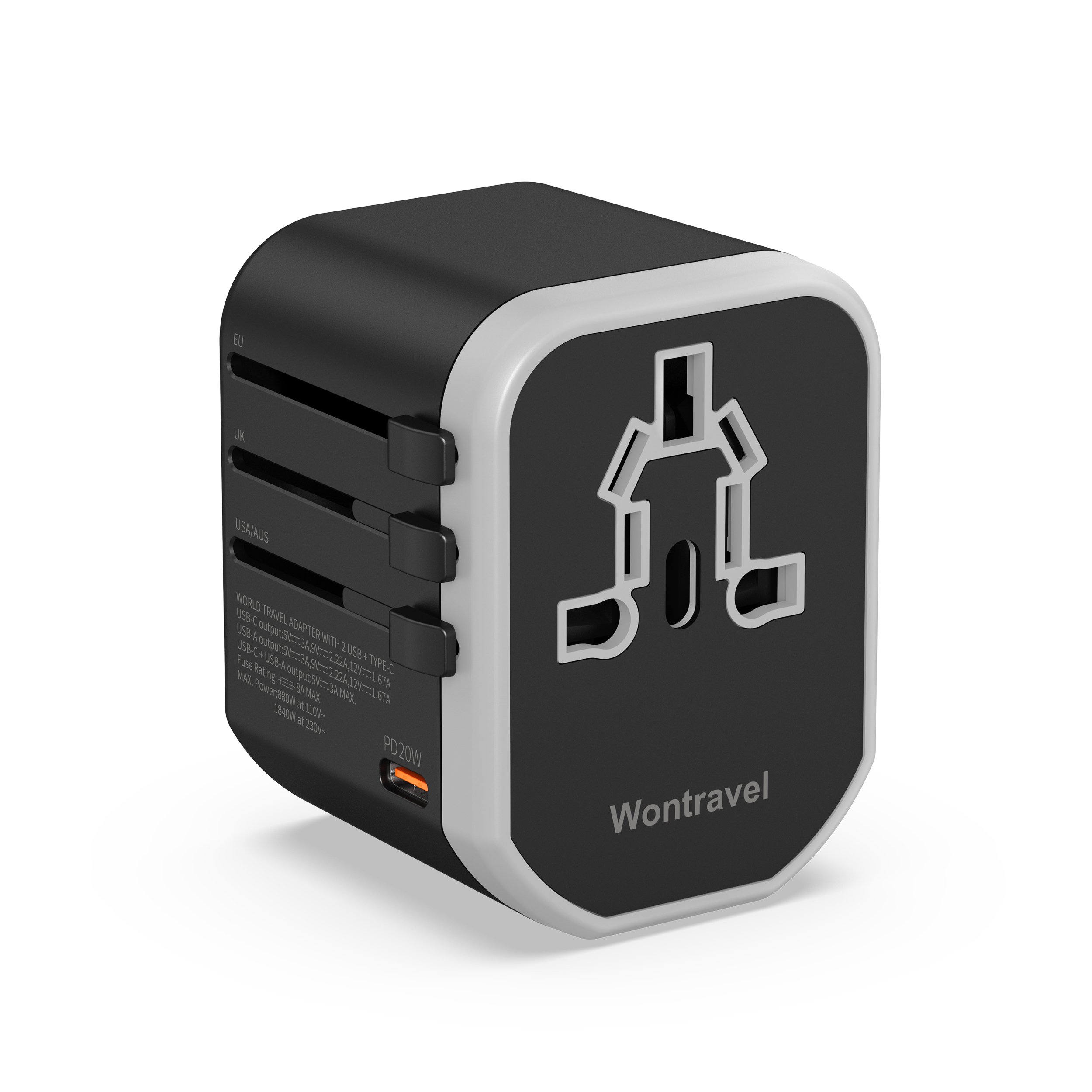 Wontravel 20W PD USB Plug Fast Charger Travel Adapters Electrical Plug Socket Universal Adaptor