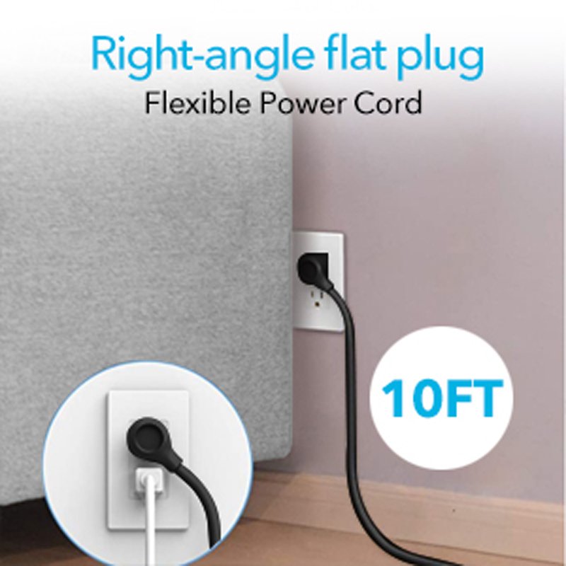 Multi Plug Extension Cord 10ft Heavy Duty USB Charging Station Power Strip 18 3 Side Surge Protector Wall Mount Outlet Extender